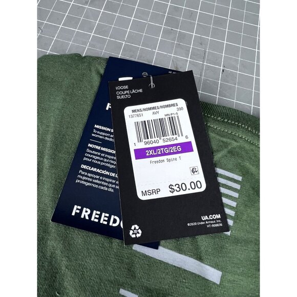 Under Armour Freedom Spine Mens Size 2X OD Green T-Shirt NEW - Picture 4 of 8